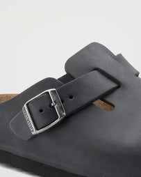 Birkenstock Boston Black Waxy Shoes Leather Unisex