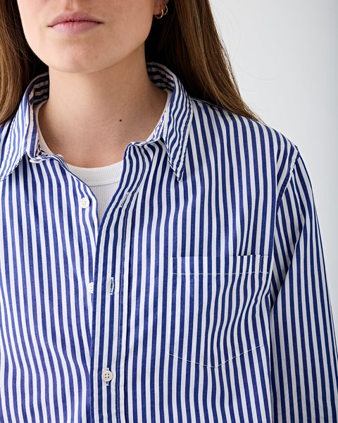 Boyfriend Shirt Royal Blue Stripe