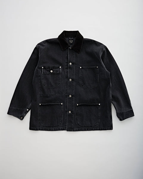 【KOOLOSET】Black Denim Washed Blouson OrSlowLooseFitCoverallBlackDen
