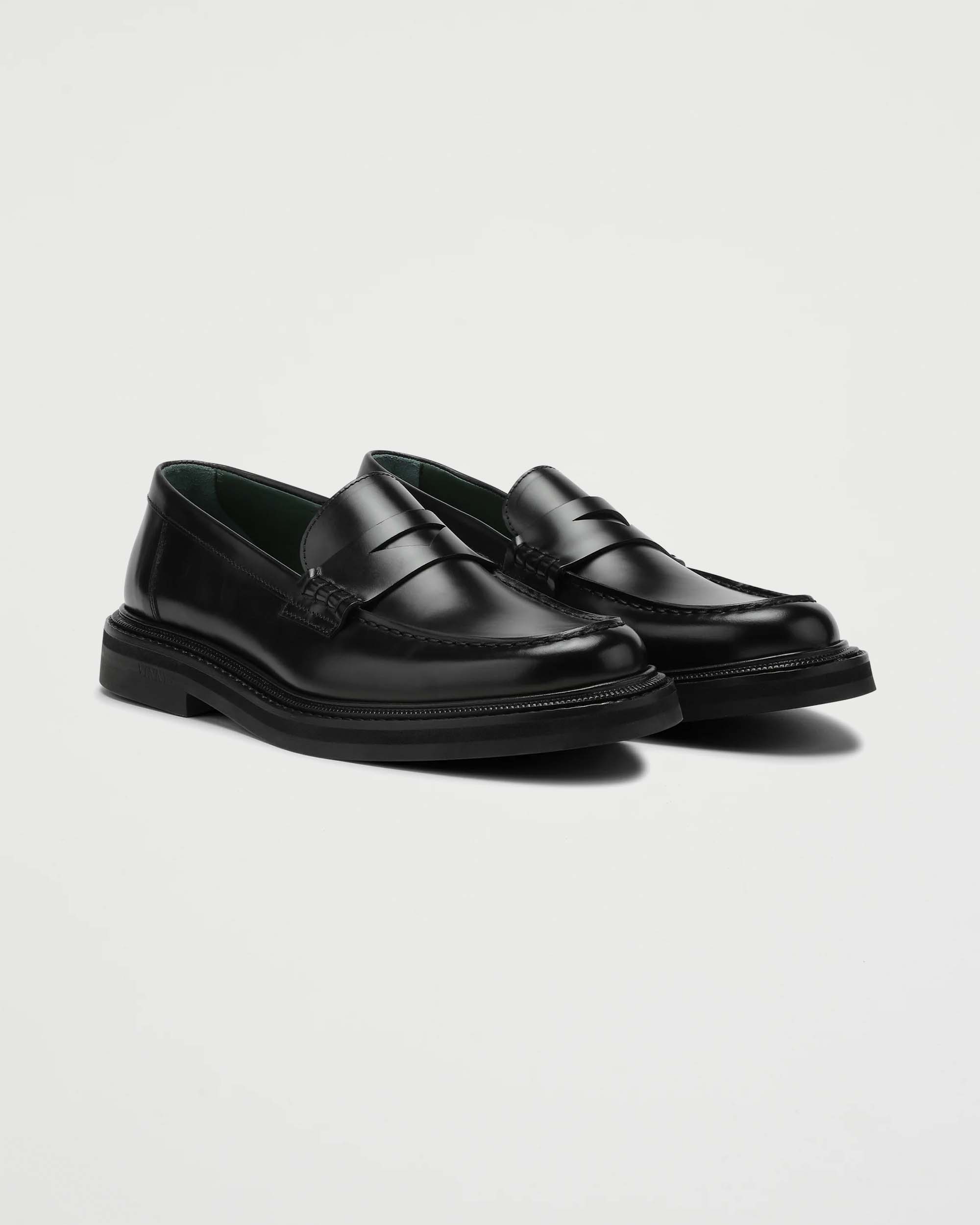 VINNY's Vinnee Penny Loafer Black Polido Leather Shoes Leather Unisex