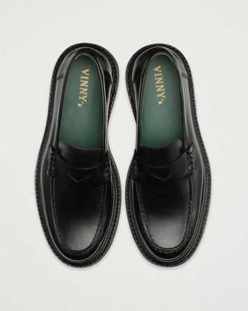 VINNY's Vinnee Penny Loafer Black Polido Leather Shoes Leather Unisex