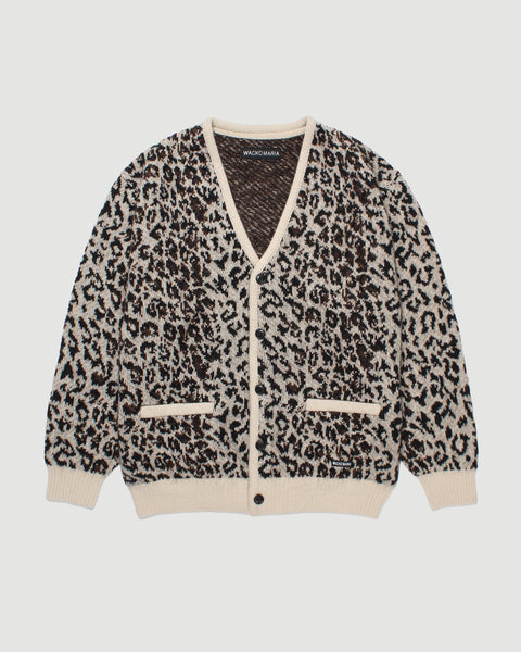 Wacko Maria – Leopard Mohair Cardigan Ivory – Tenue de Nîmes