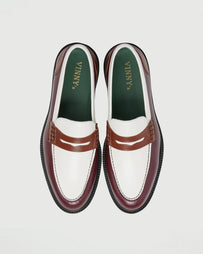 VINNY's Townee Penny Loafer Burgundy/Brown/Off White Shoes Leather Unisex