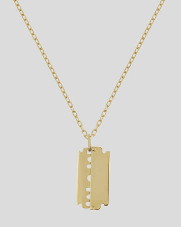 Hannah Martin London Razor Dog Tag Pendant (Small) Gold Jewelry