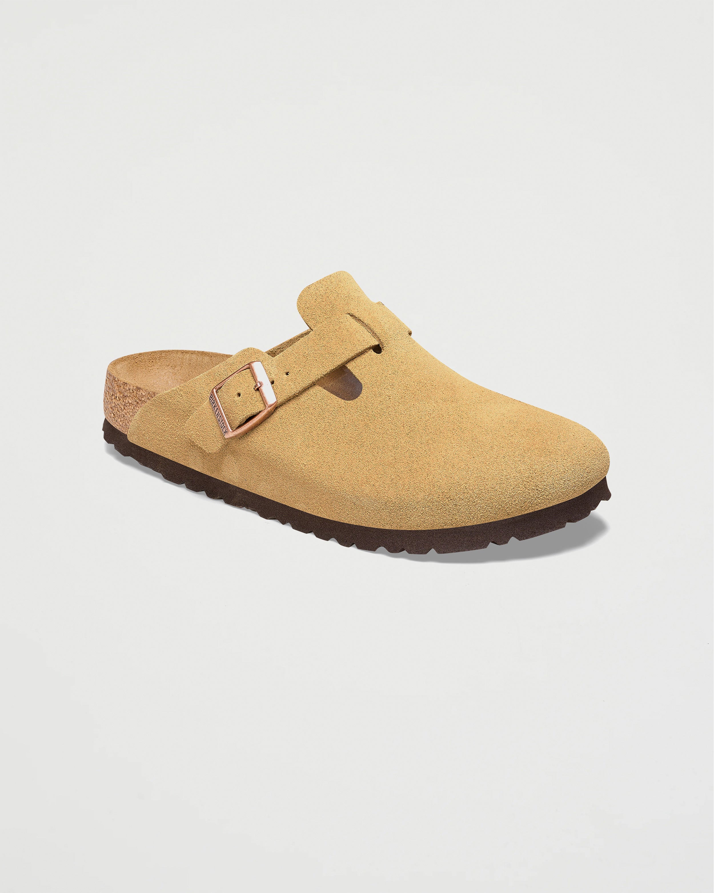 Birkenstock Boston Latte Cream Suede Sandals Unisex