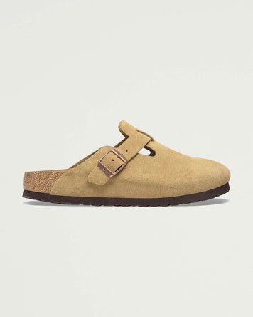 Birkenstock Boston Latte Cream Suede Sandals Unisex