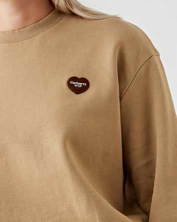 Carhartt WIP W' Heart Patch Sweatshirt Dusty Brown Sweater Women