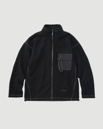 and wander Re Wool JQ Stand Zip Black Knitwear Men