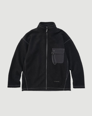 and wander Re Wool JQ Stand Zip Black Knitwear Men