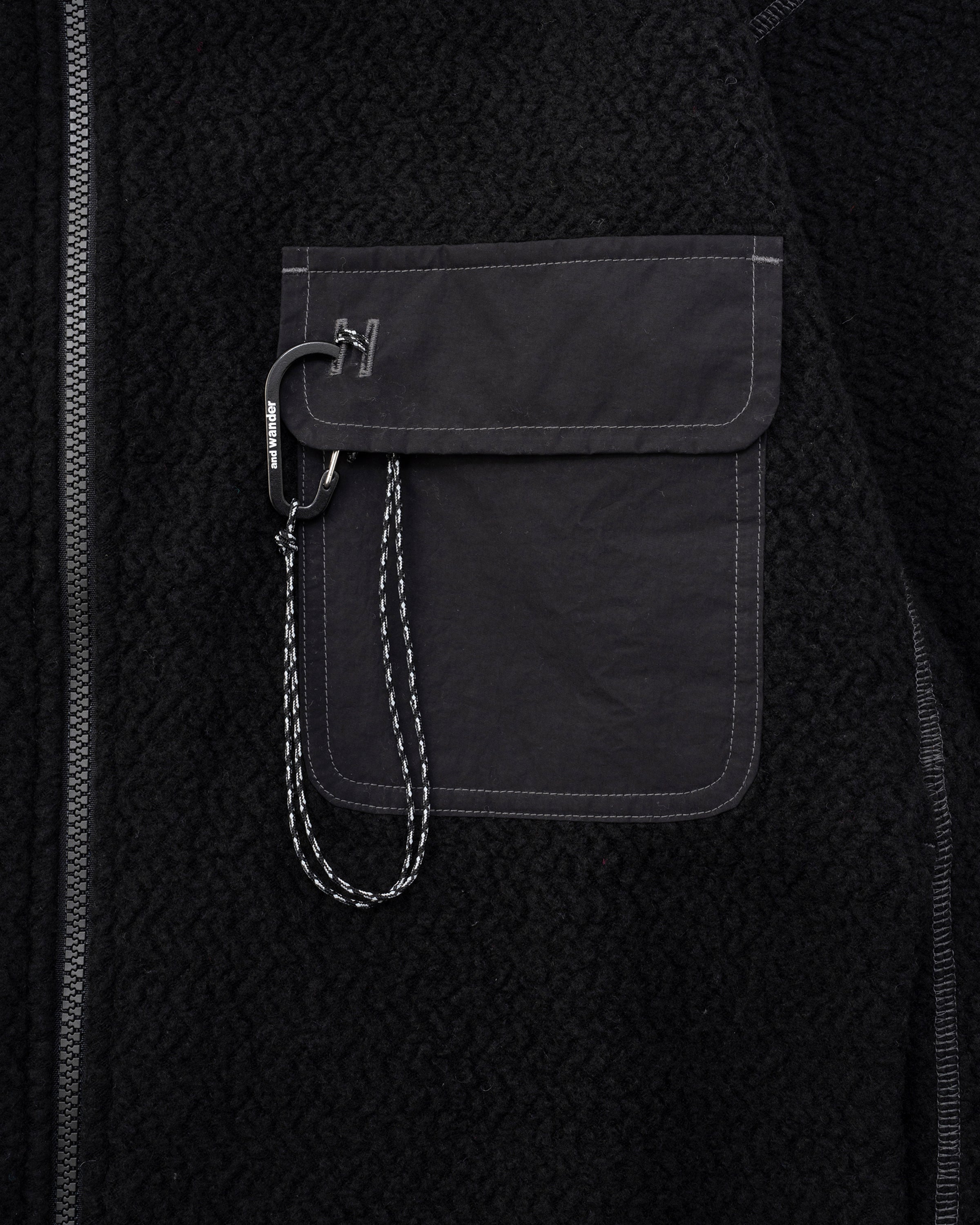 and wander Re Wool JQ Stand Zip Black Knitwear Men
