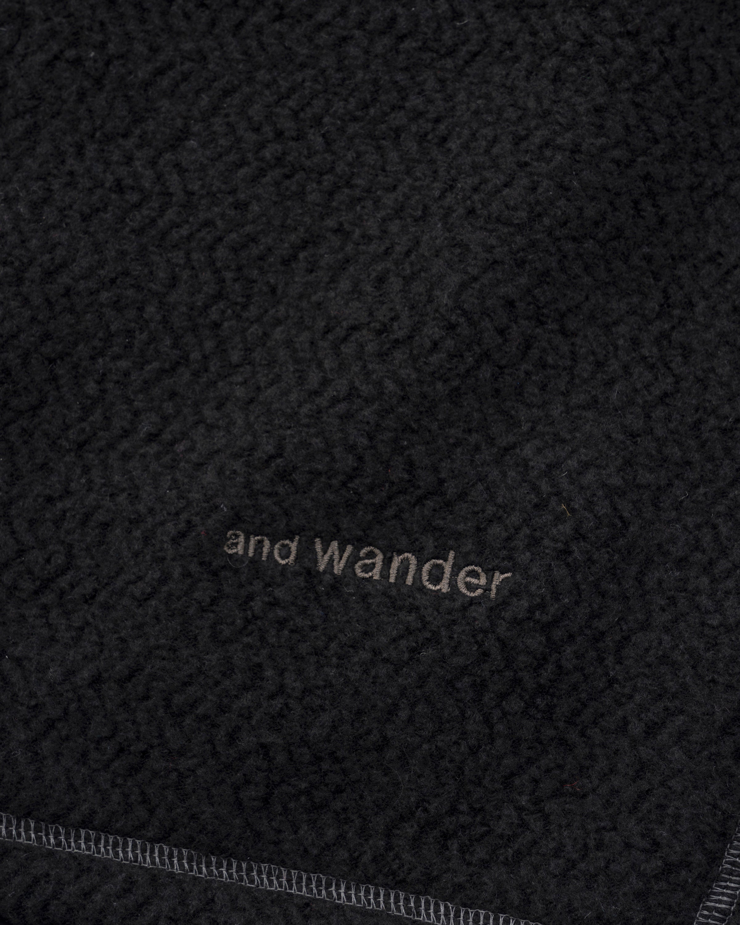 and wander Re Wool JQ Stand Zip Black Knitwear Men