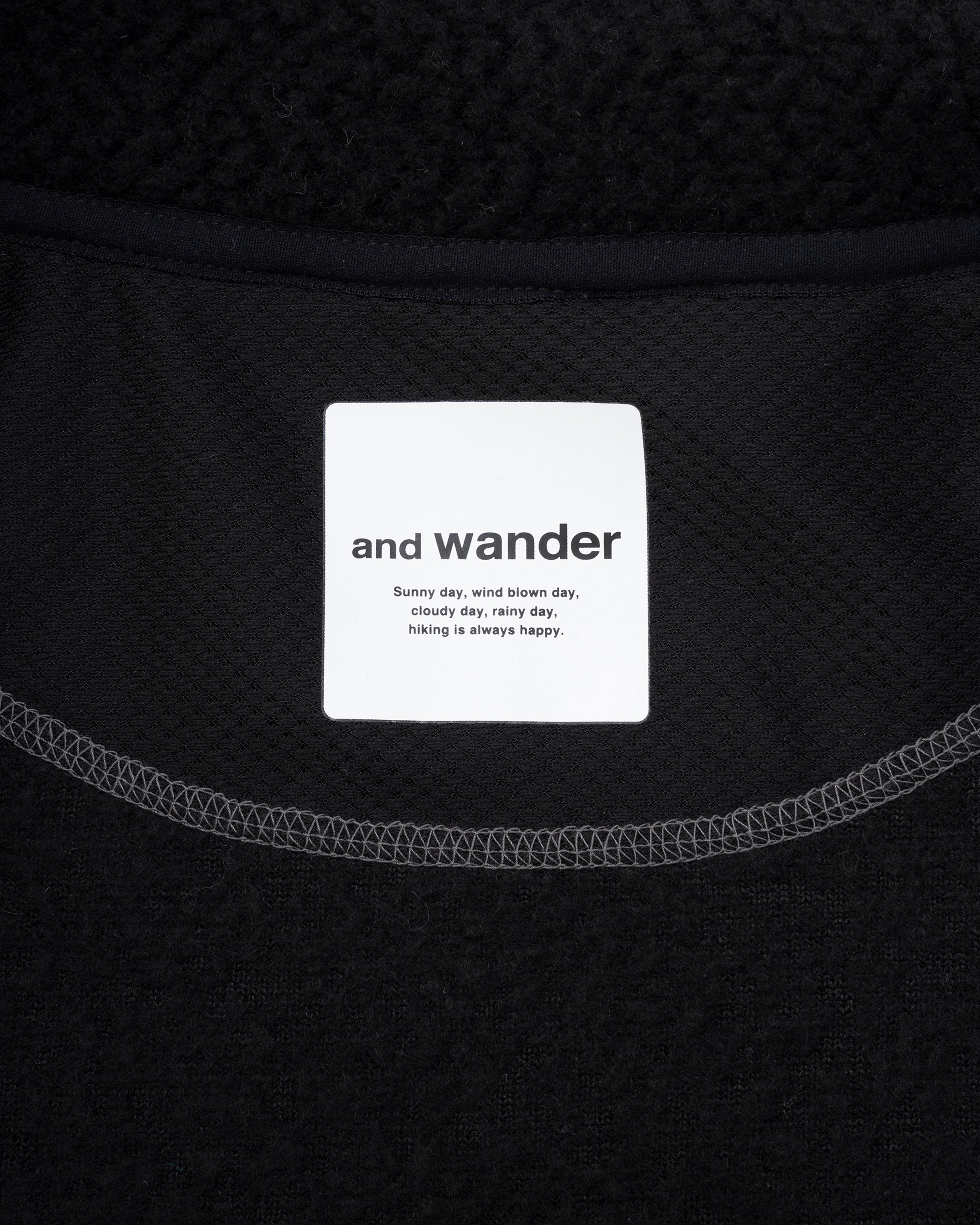 and wander Re Wool JQ Stand Zip Black Knitwear Men