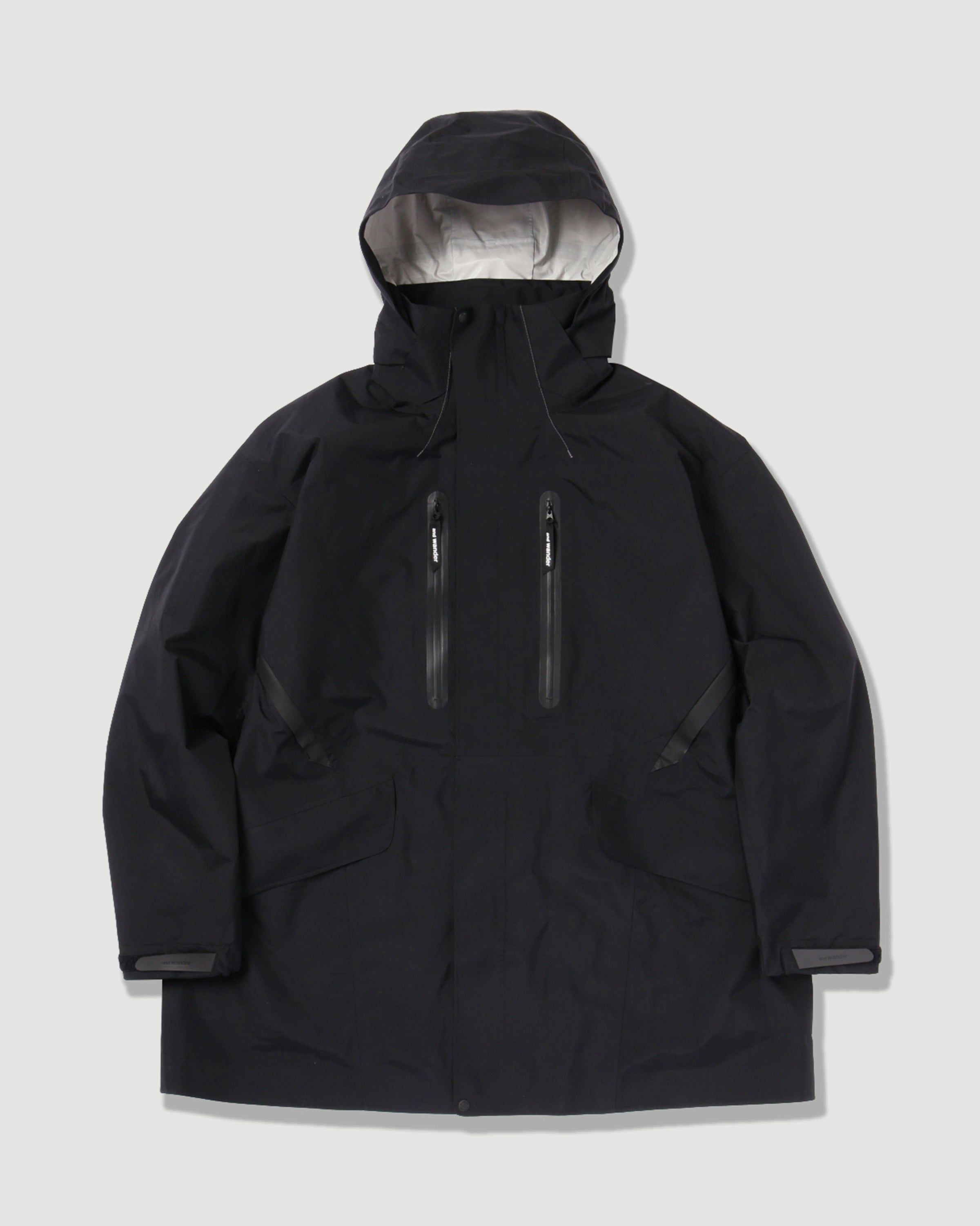 and wander Rain Proof Coat Black JKT Long Men