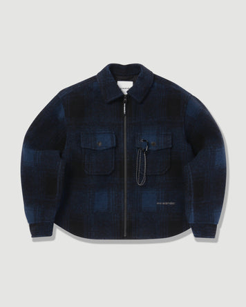 and wander Wool Shaggy Zip Jacket Black JKT Short Men