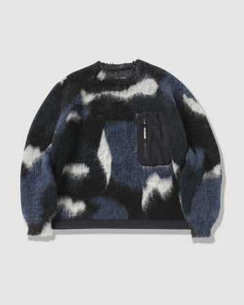 and wander Mix colour Shaggy Knit Sweater Black Mix Knitwear Men