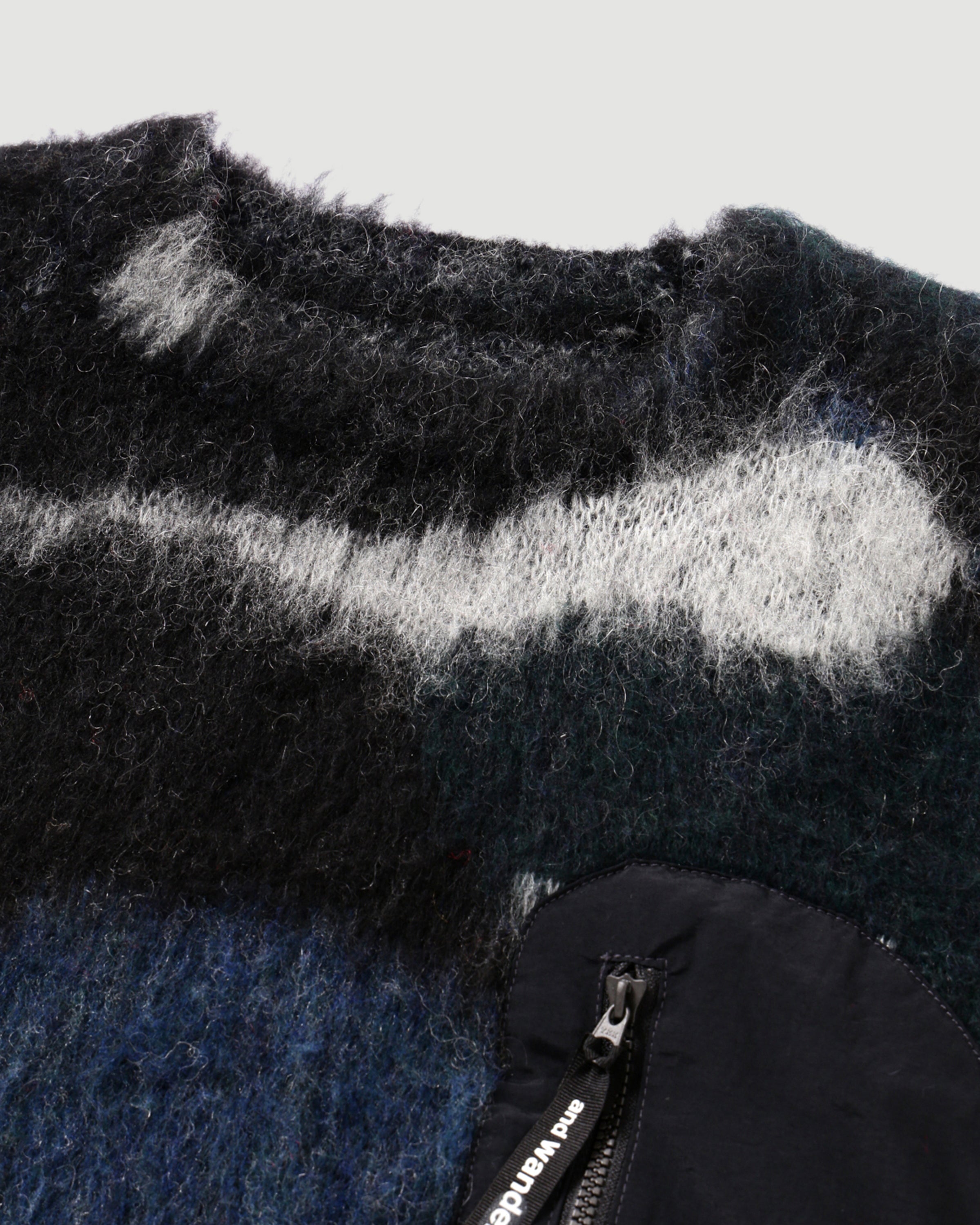 and wander Mix colour Shaggy Knit Sweater Black Mix Knitwear Men