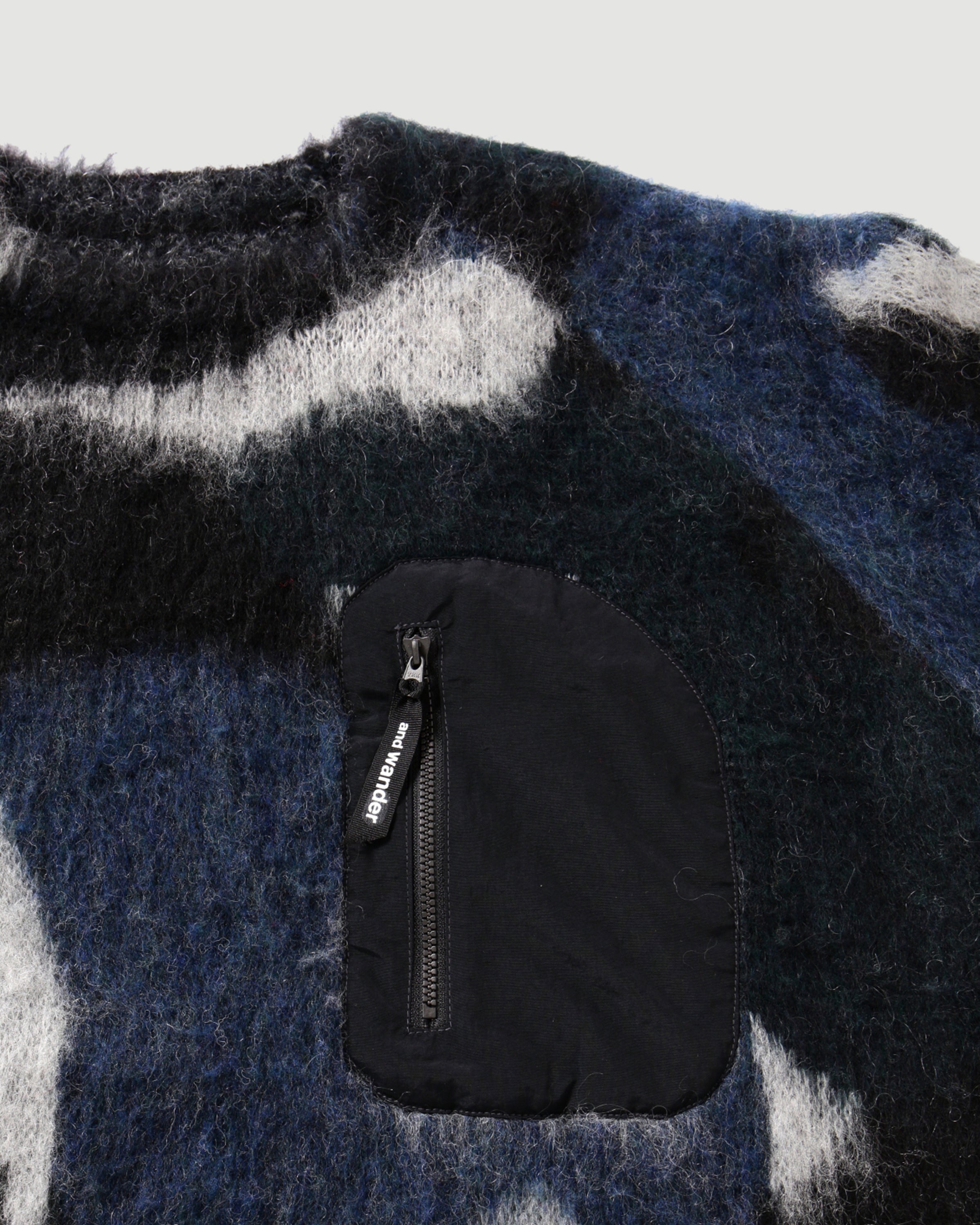 and wander Mix colour Shaggy Knit Sweater Black Mix Knitwear Men