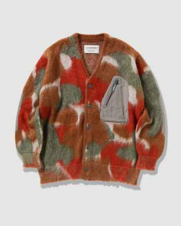 and wander Mix colour Shaggy Knit Cardigan Brown Mix Knitwear Men