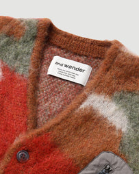 and wander Mix colour Shaggy Knit Cardigan Brown Mix Knitwear Men