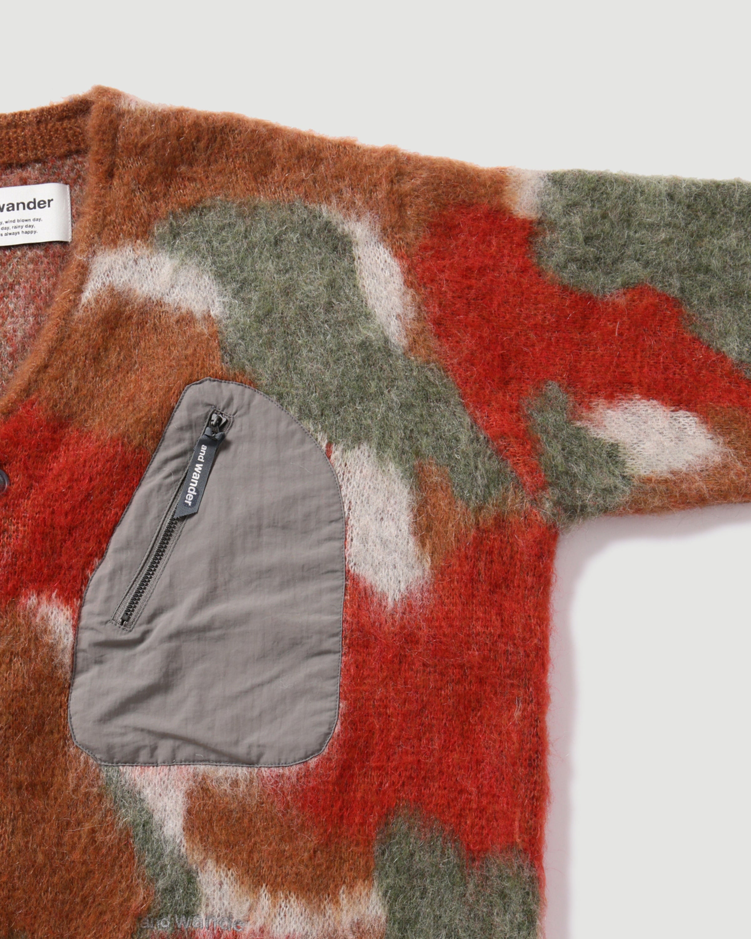 and wander Mix colour Shaggy Knit Cardigan Brown Mix Knitwear Men