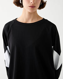 6397 Chevron Raglan Tee Black T-shirt L/S Women