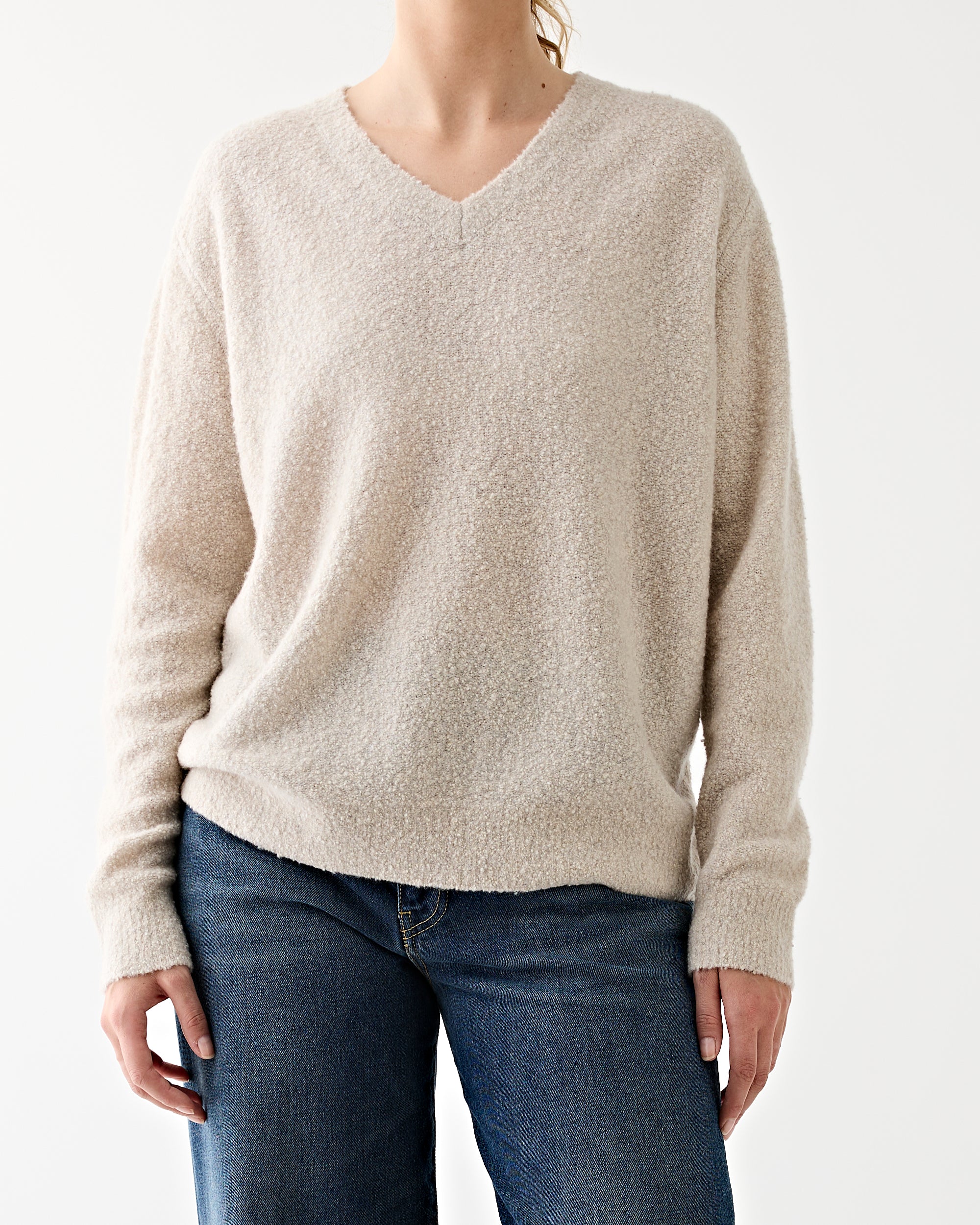 6397 Nubby V-Neck Chalk Knitwear Women