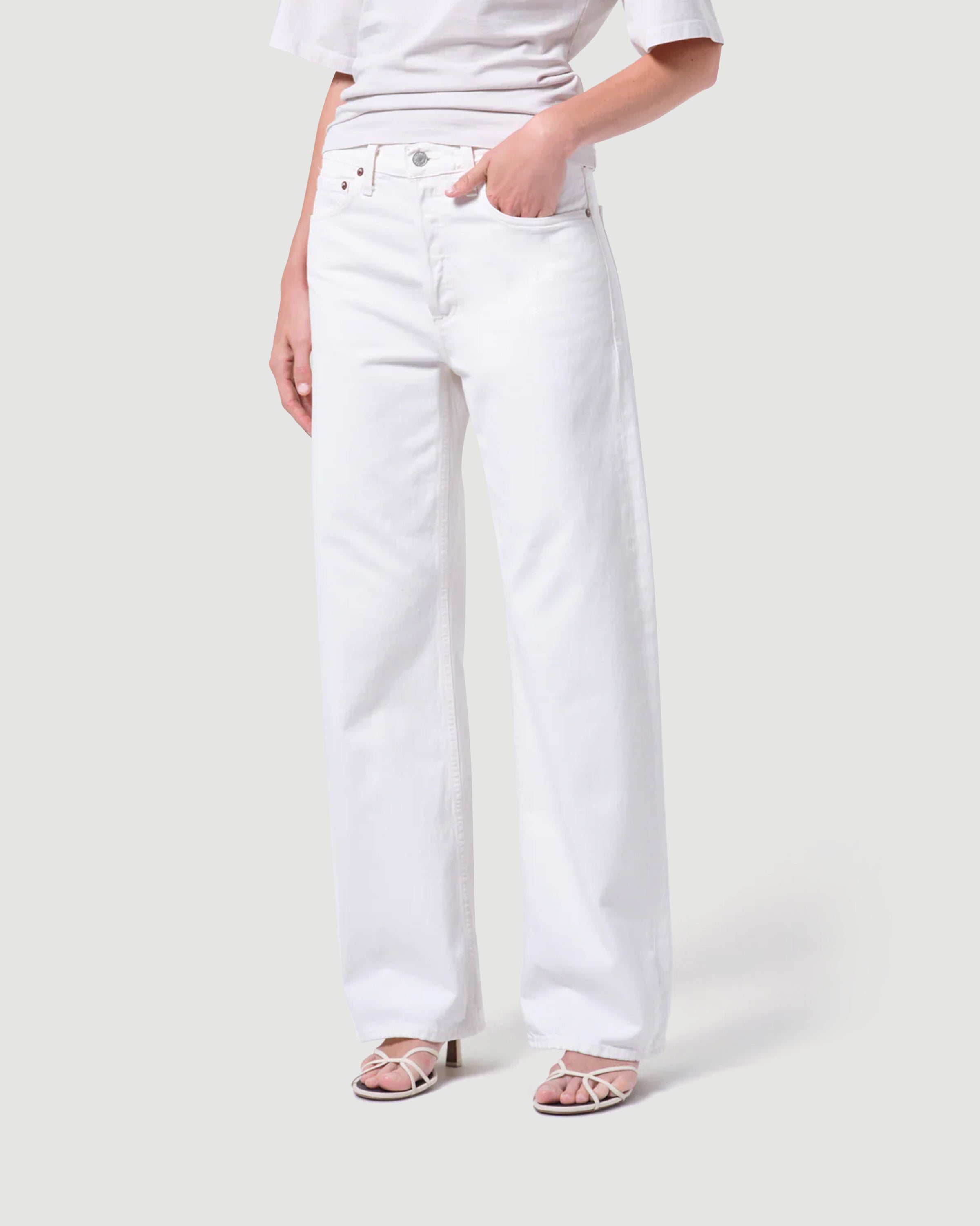 AgoldE Arc Jean Chalk White Denim Women