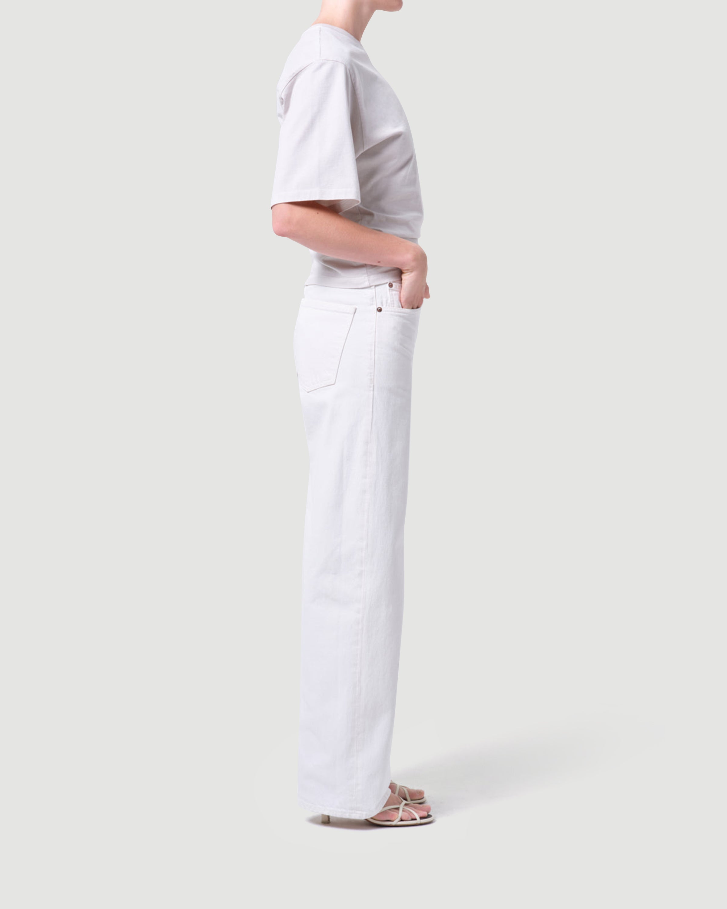 AgoldE Arc Jean Chalk White Denim Women