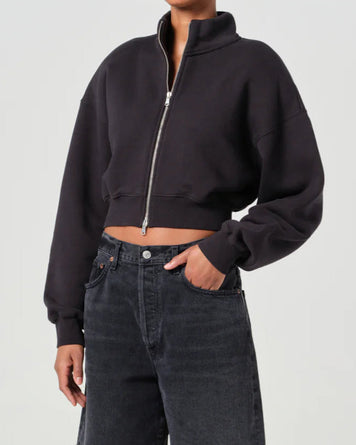 AgoldE Asta Zip Sweatshirt Black Sweater Women