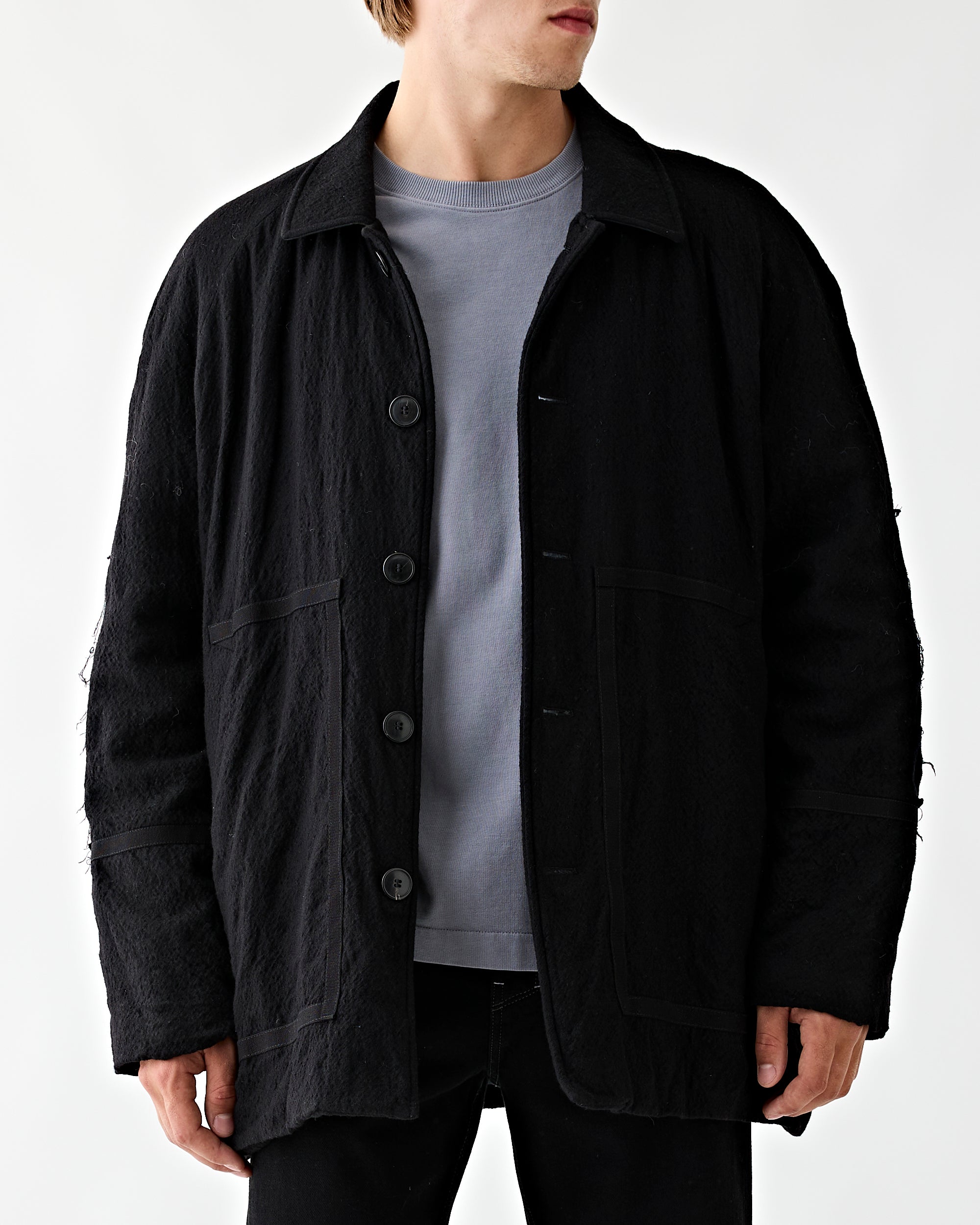 Applied Art Forms AM2-3 Wool Coat Black JKT Short Men