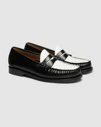 G.H. Bass Weejuns Larson Black & White Leather Loafer Shoes Leather Men