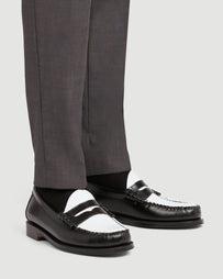 G.H. Bass Weejuns Larson Black & White Leather Loafer Shoes Leather Men