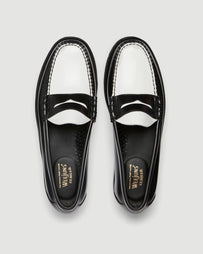 G.H. Bass Weejuns Larson Black & White Leather Loafer Shoes Leather Men