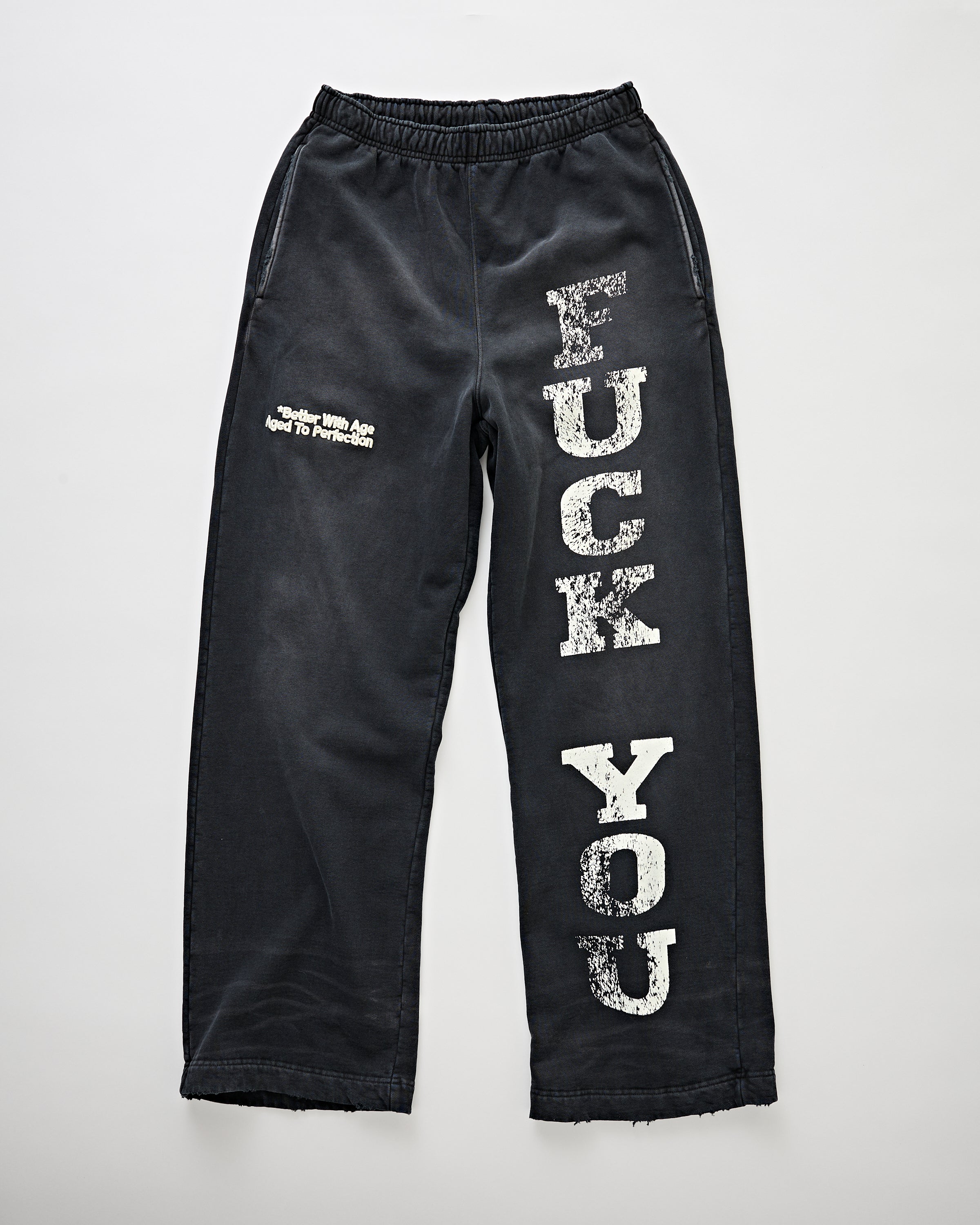 Better With Age Fuck You Sweatpants Faded Black Pants Men