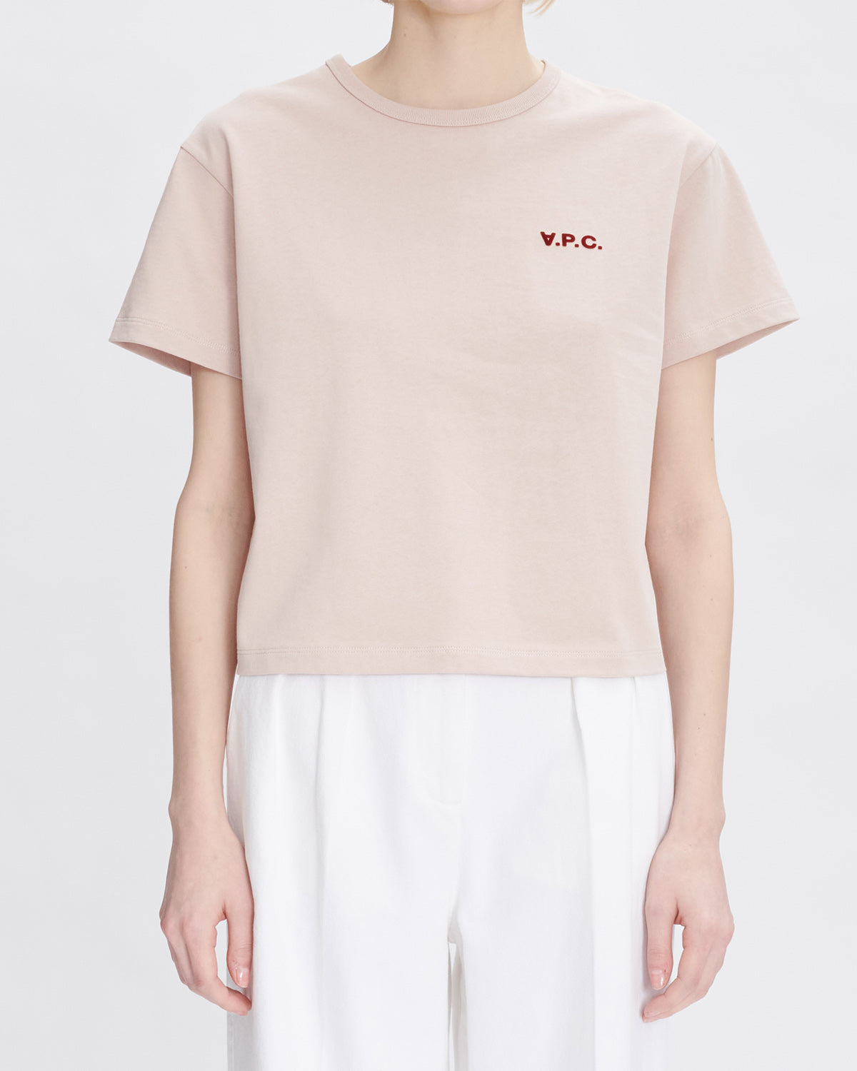 A.P.C. T-Shirt Boxy Petit VPC Powder Pink/Bordeaux WOMEN T-SHIRTS