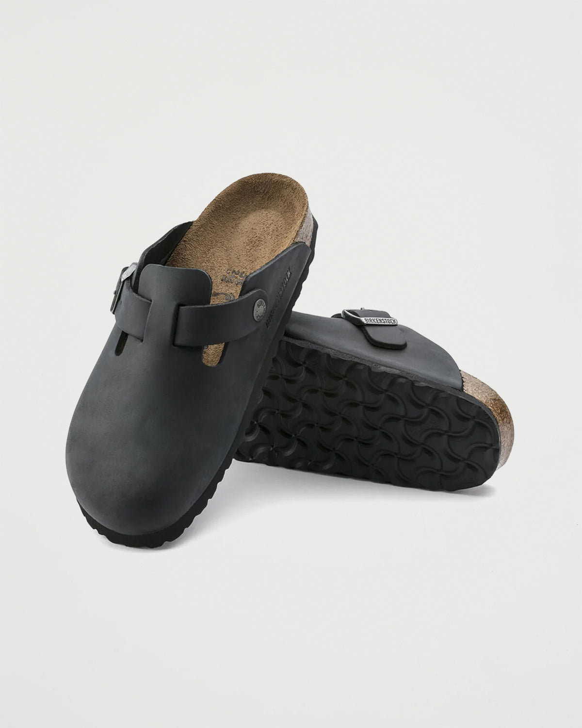 Birkenstock Boston Black Waxy Shoes Leather Unisex