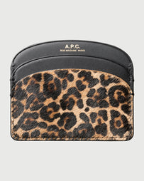 A.P.C. Cardholder Demi Lune Black Leopard Leather Goods