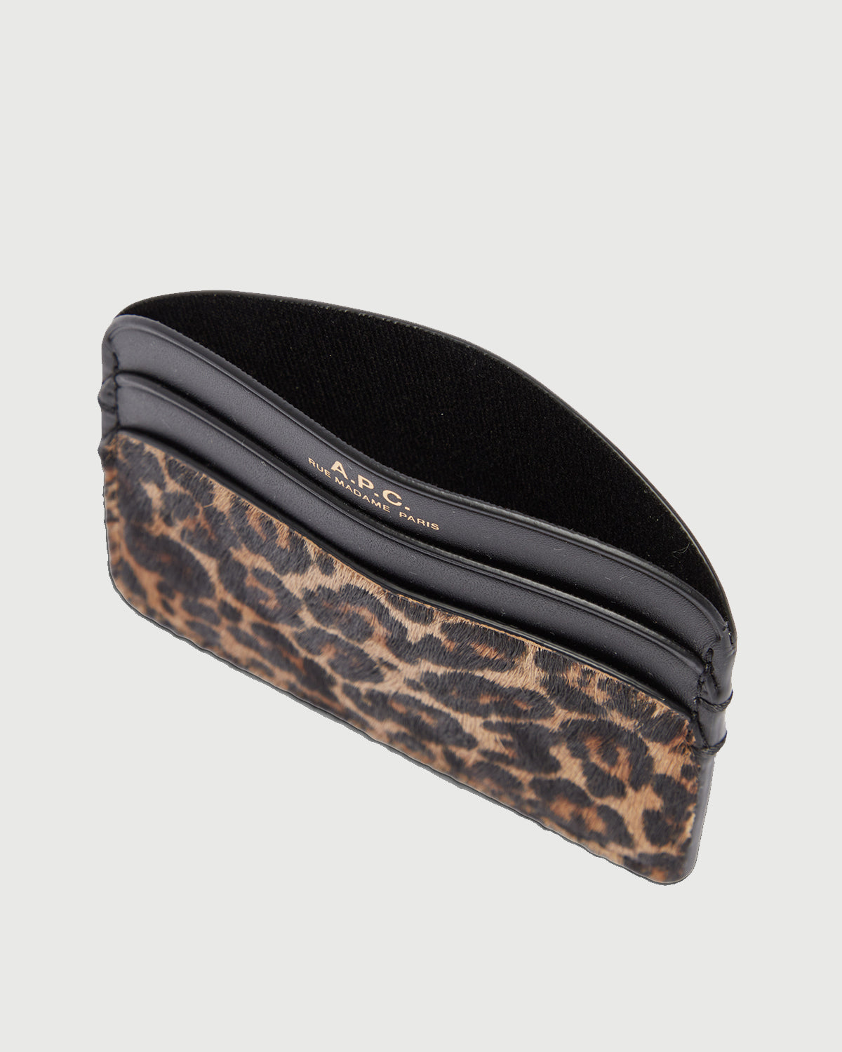 A.P.C. Cardholder Demi Lune Black Leopard Leather Goods