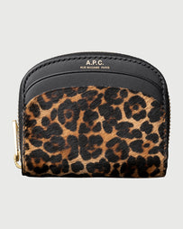 A.P.C. Compact Demi Lune Mini Black Leopard Leather Goods