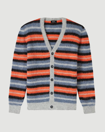 A.P.C. Cardigan Dave Heathered Light Grey Knitwear Men