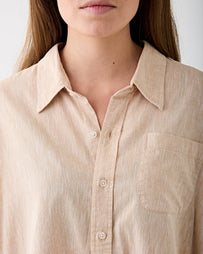 Denimist Button Front Shirt Beige Cotton/Linen Shirt L/S Women