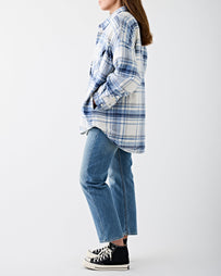 Denimist CPO Shirt Jacket Ecru/Blue Plaid JKT Short Women