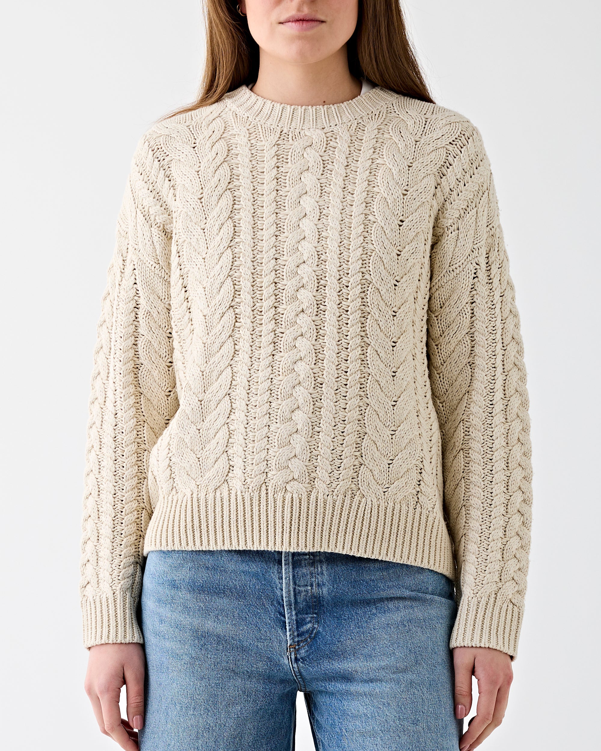 Denimist Cable Sweater Oatmeal Knitwear Women