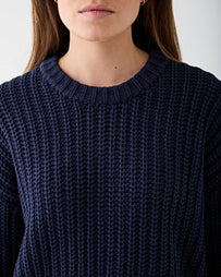 Denimist Chunky Box Sweater Navy Sweater Women