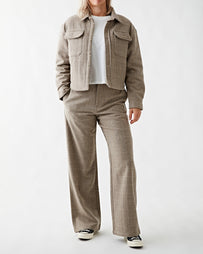 Denimist Shrunken CPO Jacket Tan Herringbone JKT Short Women
