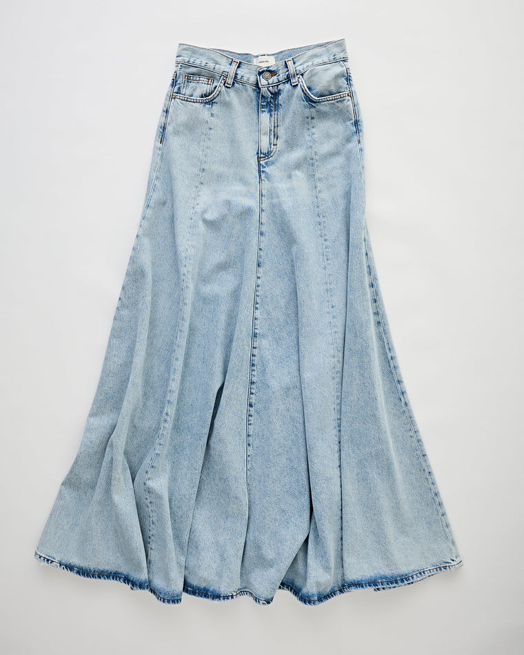 Haikure Women's Long Denim Skirt Blue