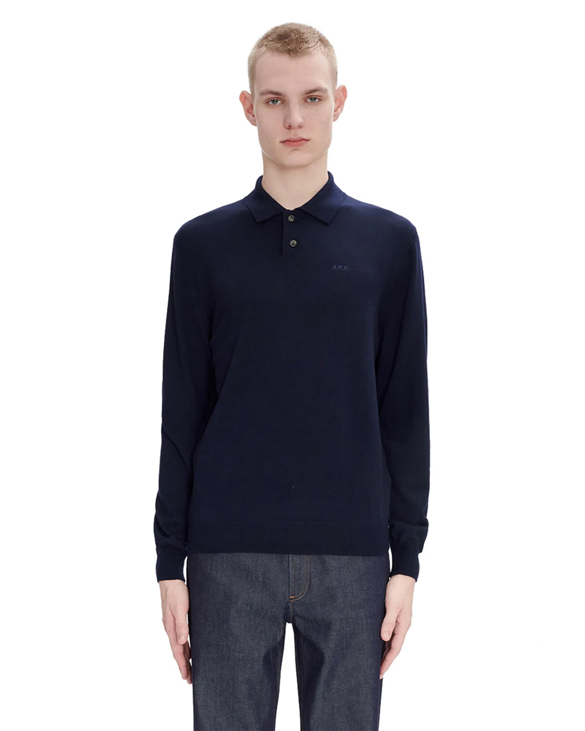 A.P.C. Polo Jacob Logo Dark Navy Knitwear Men