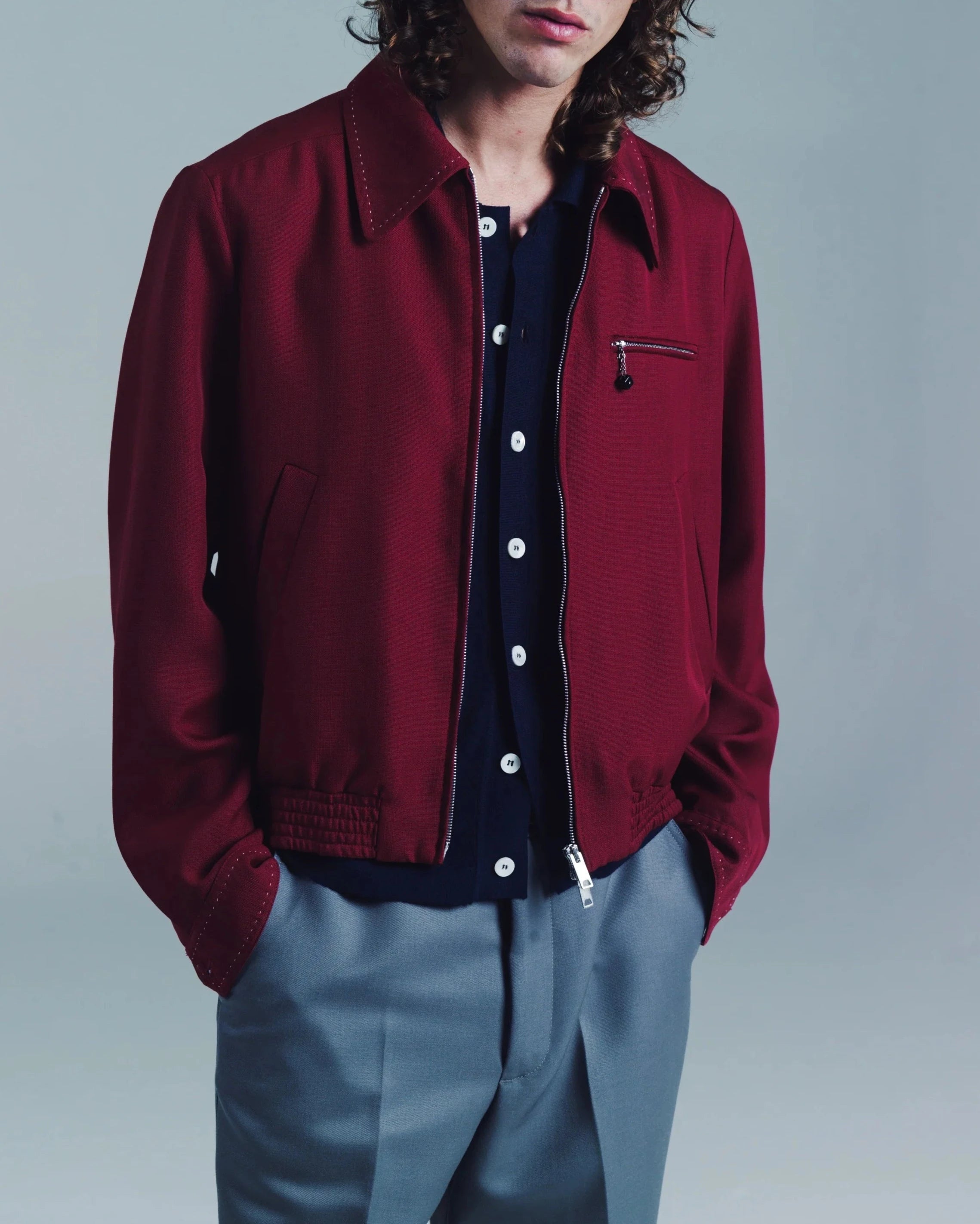 SECOND/LAYER Loco Dice Jacket Burgundy Red JKT Short Men