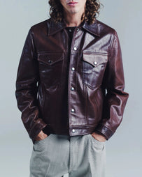 SECOND/LAYER Trucker Jacket Brown JKT Short Men