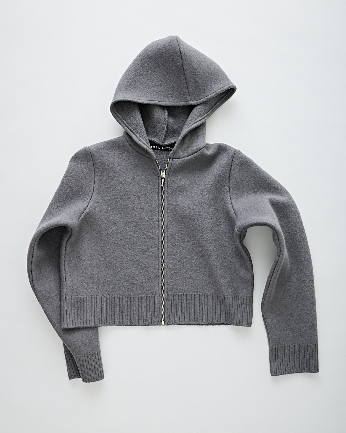Kassl Editions Cardigan Cropped Boiled Wool Grey Knitwear Women